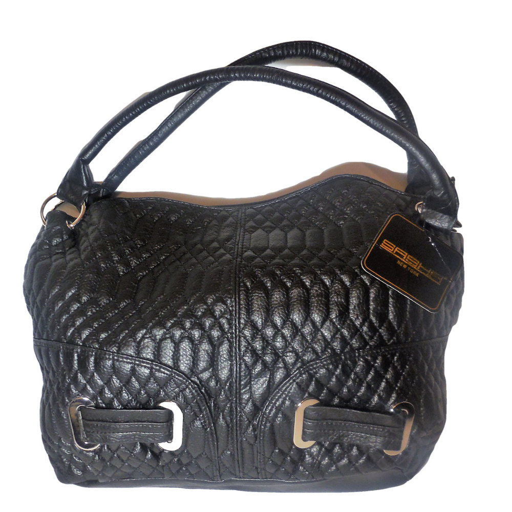 Sasha Handbag Black Quilted Large Shoulder Bag